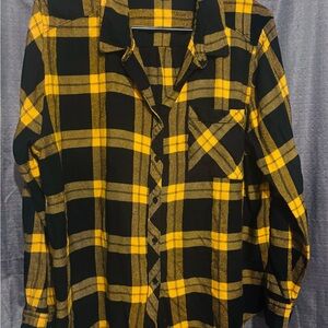 Arizona Jean Company Black and Yellow Plaid Top